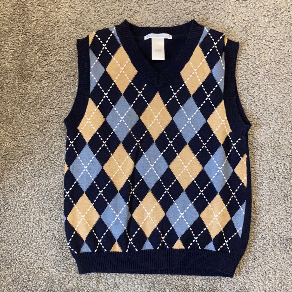 Janie and Jack Sweater Vest. Size 5. Blue/Tan Argyle